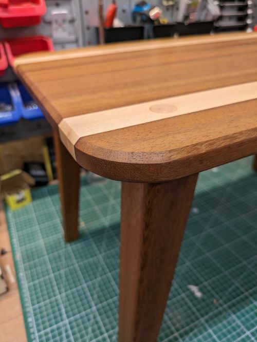 A detailed view of the finished table