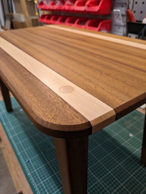 A detailed view of the finished table