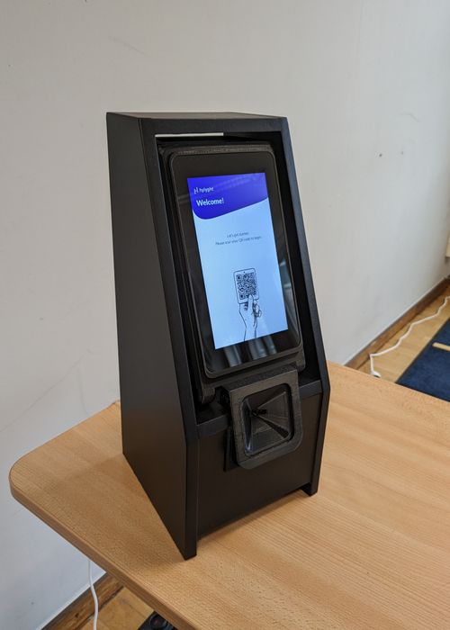 A fully completed kiosk with raspberry pi